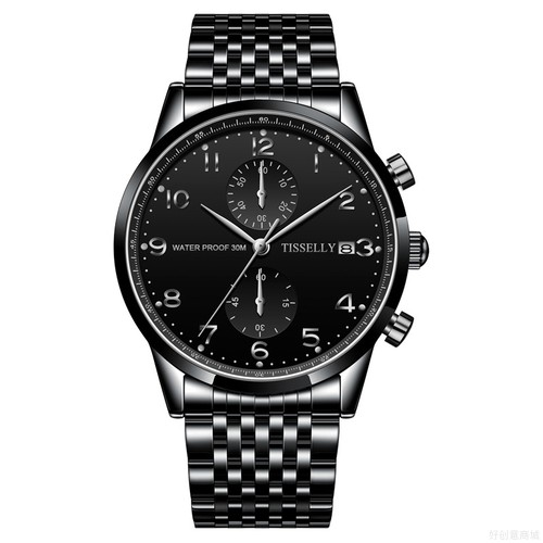 士手表简约数字表盘多功能日历新款石英手表厂家防水男时尚