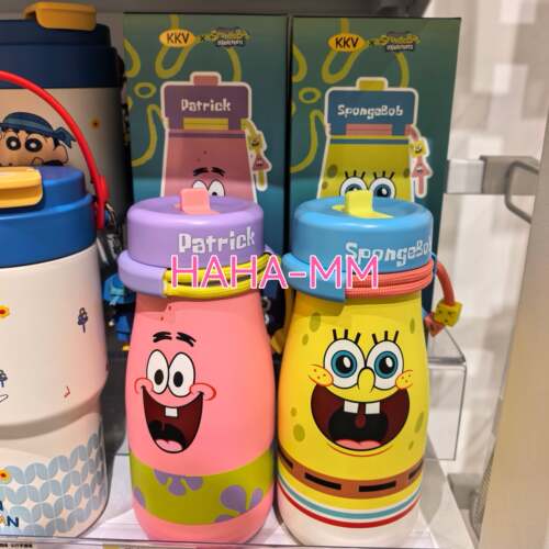 【KKV】海绵宝宝保温杯派大星便携吸管带提绳620ml