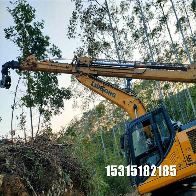 挖掘机伸缩臂液压拉山机改装拉山王供应加长伸缩夹木机加长拉树