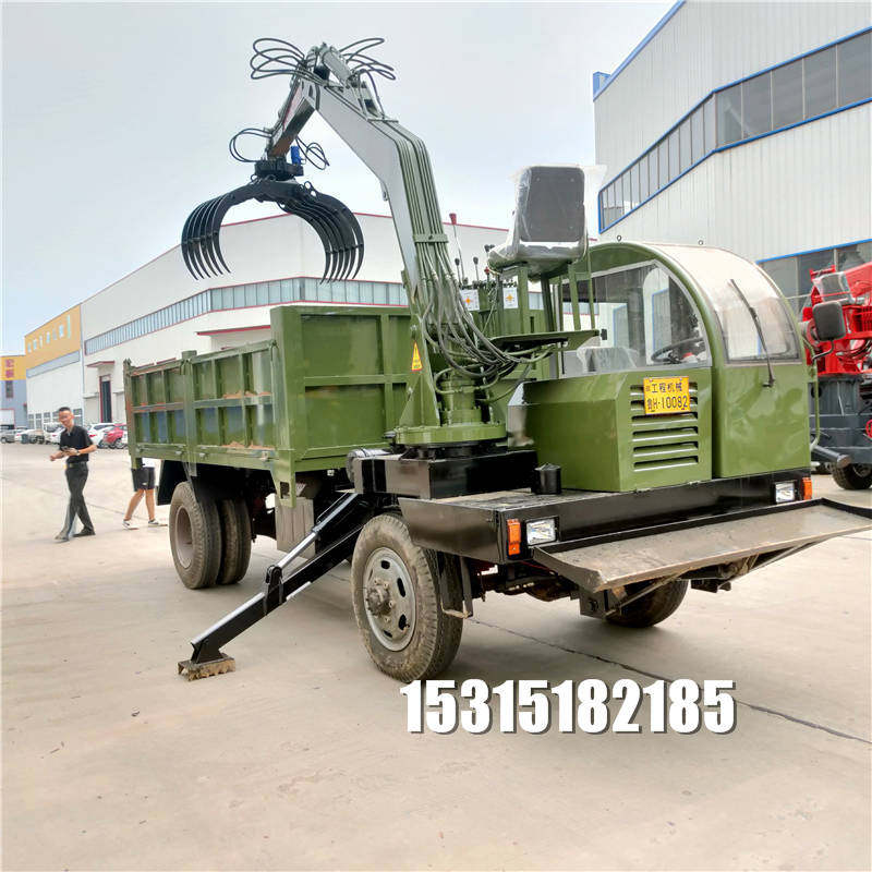 山东机械厂供应四不像随车抓四轮运输车抓运一体车15吨绿色随车抓