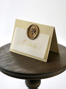 折叠席位卡婚礼名卡座位卡宴会名牌calligraphy