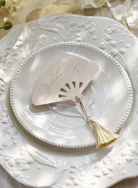 晚宴手写席位卡婚礼calligraphy姓名扇子座位卡婚礼席位卡定制