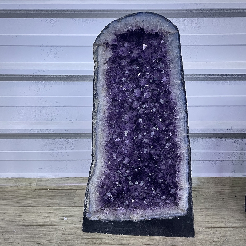 天然紫晶洞摆件乌拉圭玛瑙聚宝盆紫晶块钱袋子紫水晶洞原石家居摆