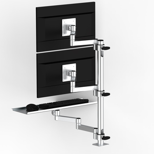 双屏显示器支架上下多屏工业悬臂机械臂显示屏立柱一体机带键盘托