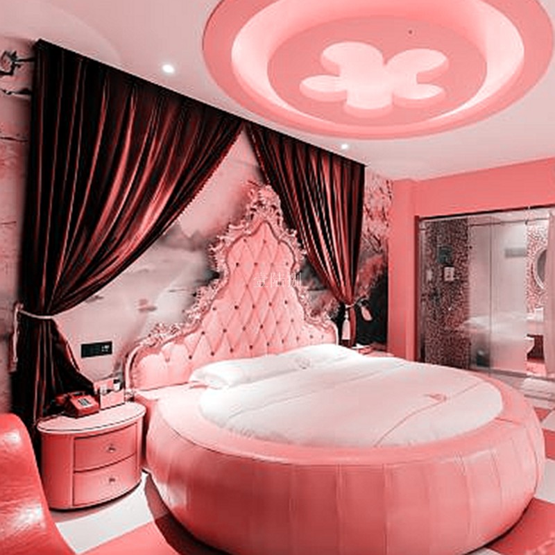 民宿床网红家具圆水床轻奢精品酒店电动床欧式豪华套房圆形宾馆床