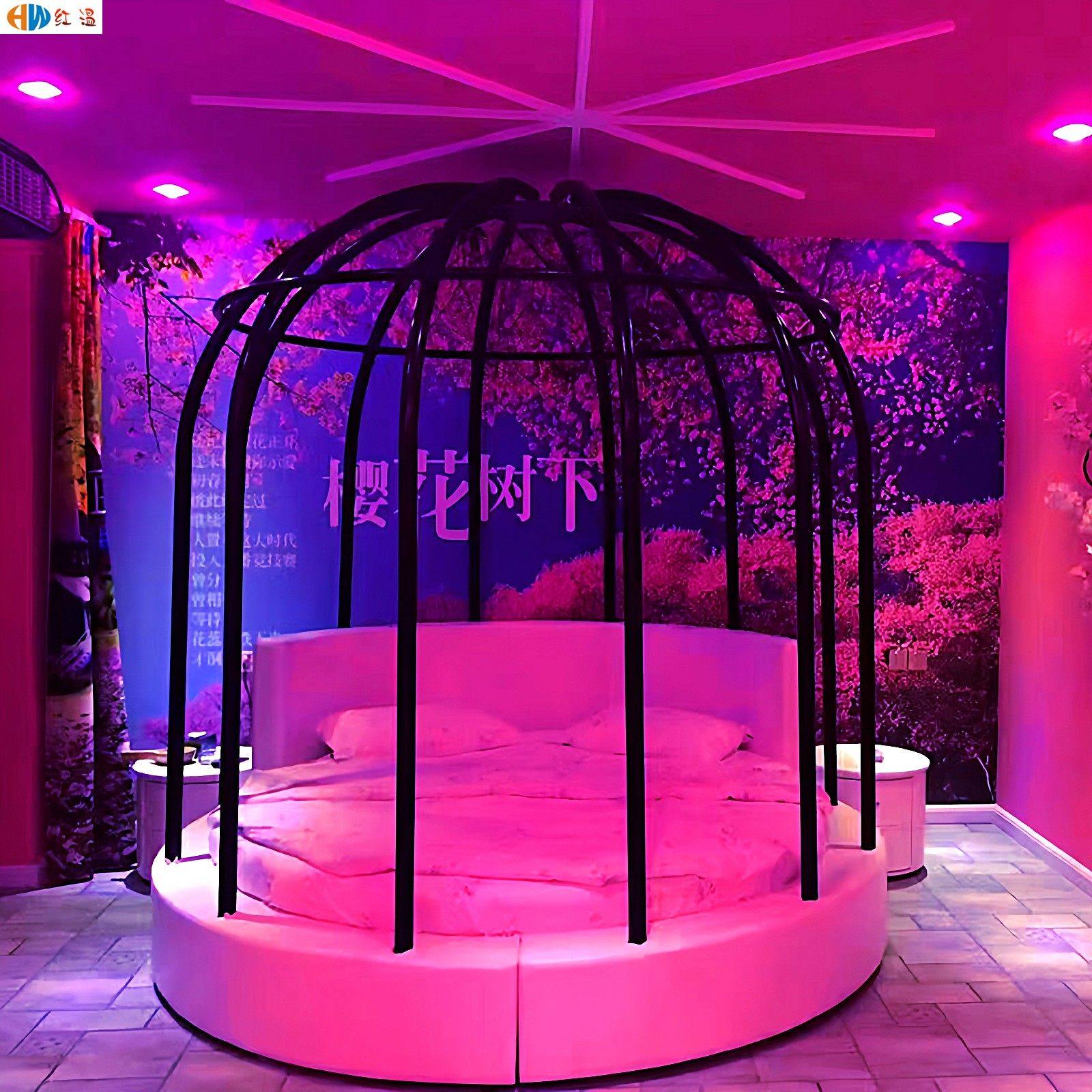 鸟笼床民宿酒店公寓圆床水床浪漫多功能电动豪华精品宾馆主题家具,商业/办公家具,酒店床,淘宝优惠券,粉丝福利购,淘宝优惠卷