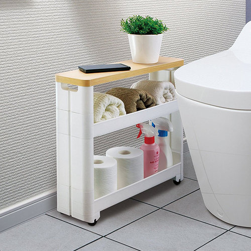 日本进口缝隙拉篮带轮整理架收纳