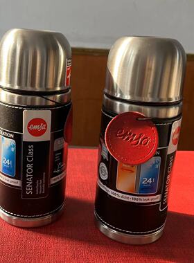 Emsa德国进口真皮杯套不锈钢真空保温杯大容量车载杯  内外盖设计