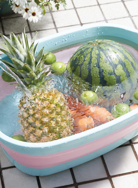 利快iseto日本进口折叠收纳筐洗衣洗菜盆家用带排水塞 宠物洗澡盆