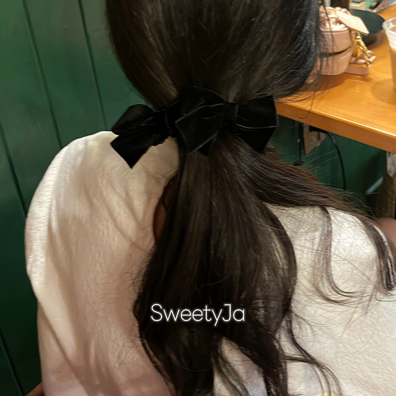 精致双面丝绒蝴蝶结小号香蕉夹竖夹马尾夹 显发量发夹女后脑勺