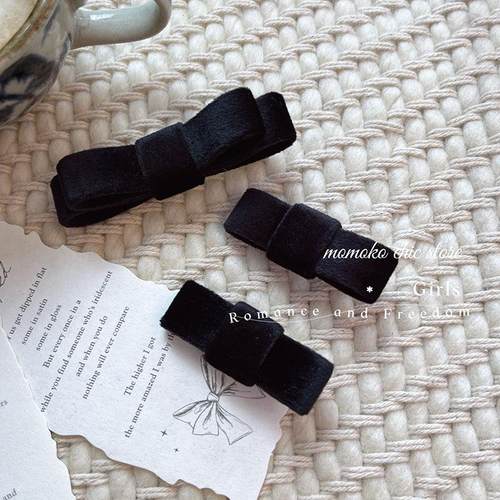 miu系丝绒蝴蝶结边夹发卡女