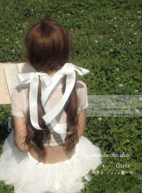 法式少女唯美芭蕾风丝带蝴蝶结发饰 双马尾发绳新款头饰森系 仙美