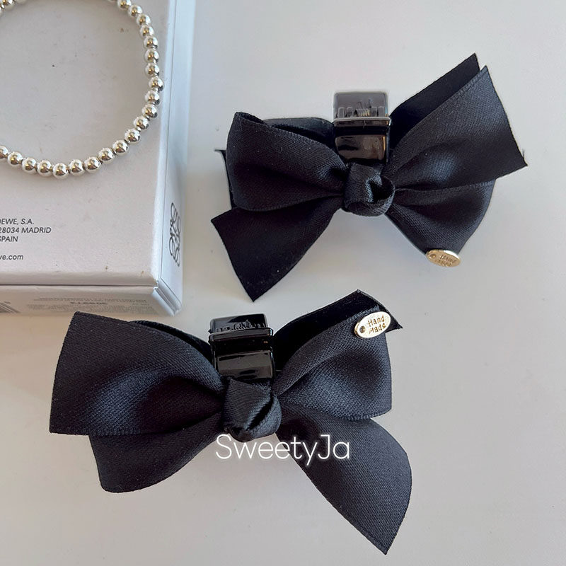 韩系简约百搭黑色蝴蝶结小抓夹