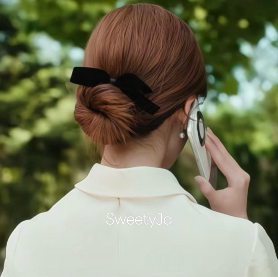 许妍同款韩国双面丝绒蝴蝶结发夹