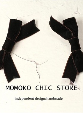 超好看~经典日系软妹燕尾丝绒蝴蝶结对夹 边夹刘海夹vivi玲奈同款