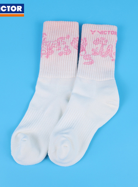 VICTOR威克多羽毛球袜胜利女生世巡赛纪念毛巾底运动袜SKWT2504