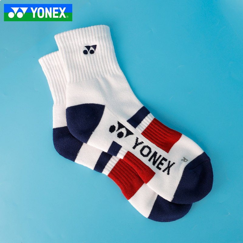 YONEX尤尼克斯羽毛球袜加厚毛巾底男款中长筒yy运动袜145214BCR