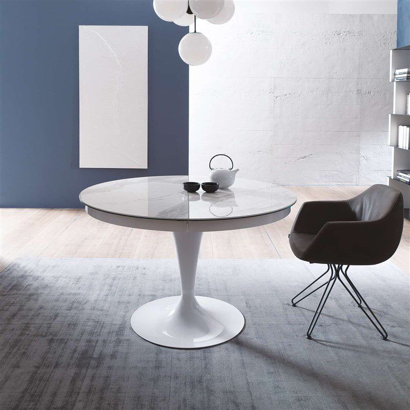 拍前询价奶油风伸缩餐p桌圆形岩板饭桌小户型方圆两用多功能餐议