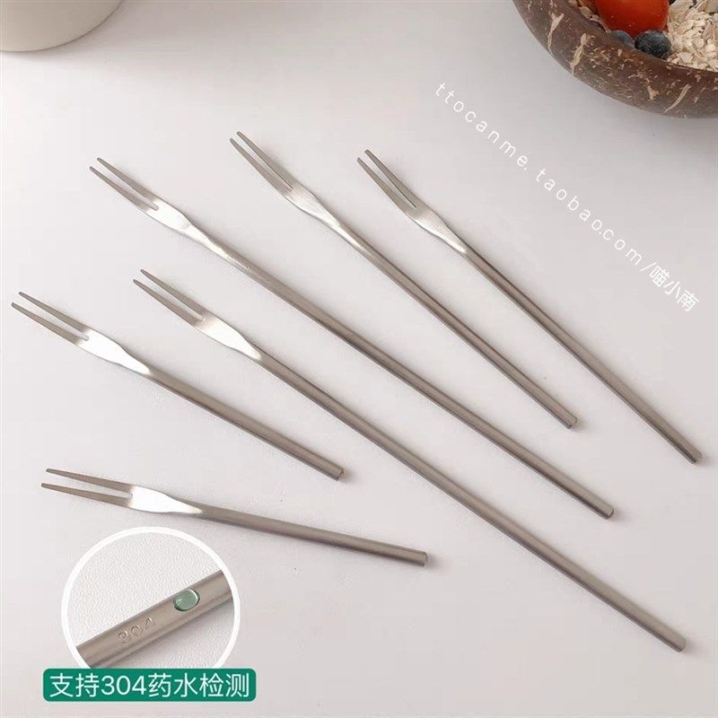 拍前询价(水果换个吃法)304不锈钢水果叉K子 圆柱韩国小众高级议