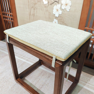 坐垫加厚中式方登垫亚麻防滑红木板凳椅坐垫四季通用茶椅学生凳垫