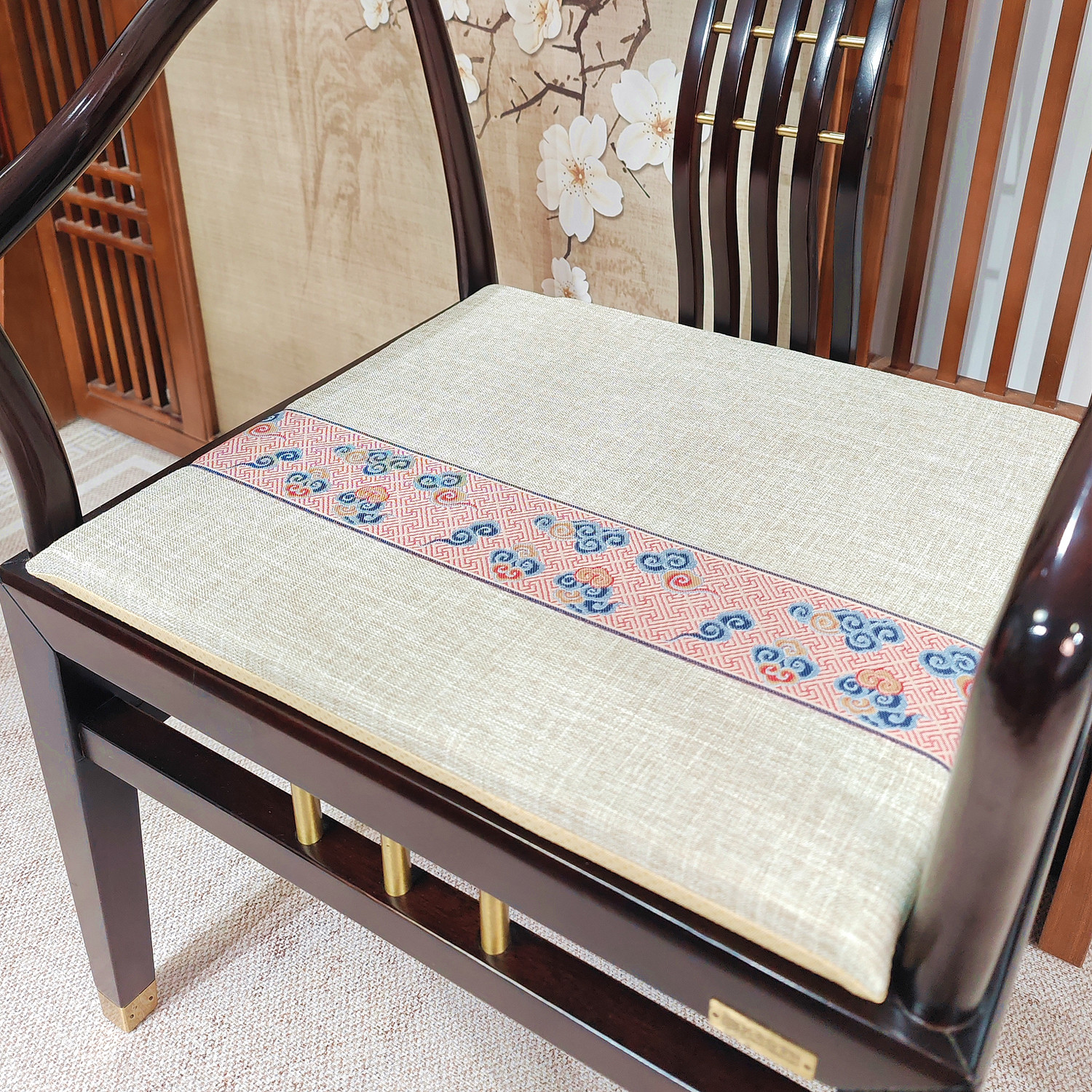 新中式坐垫椅垫国风圈椅垫官帽椅垫茶室椅垫凳垫实木餐椅垫可定制