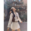 连衣裙女休闲收腰气质短款 极简白色衬衫 花苞裙 山茶白茉莉 MULVAN