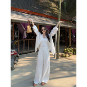 MULVAN 上衣 防晒衫 百搭衬衫 亚麻轻薄宽松衬衣女春夏慵懒风长袖