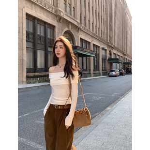 女外穿修身 高级感一字肩针织衫 显瘦露肩气质上衣 锁骨沦陷 MULVAN