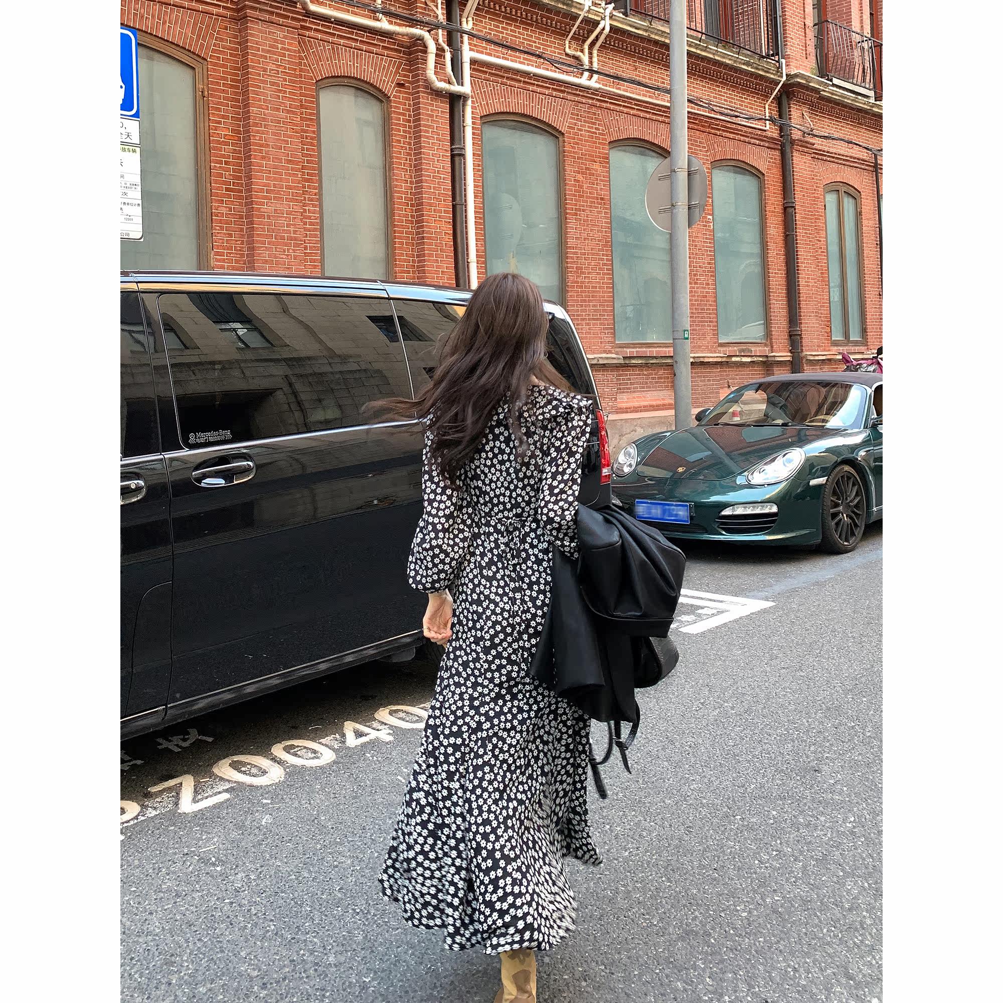 MULVAN【现货7折】法式黑色长袖连衣裙女收腰显瘦设计感鱼尾长裙,女装/女士精品,连衣裙,淘宝优惠券,粉丝福利购,淘宝优惠卷