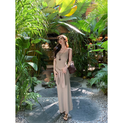 针织吊带连衣裙女度假风长款裙子