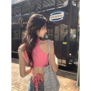 半高领无袖 镂空绑带设计感背心女修身 露背上衣 初夏私服组 MULVAN