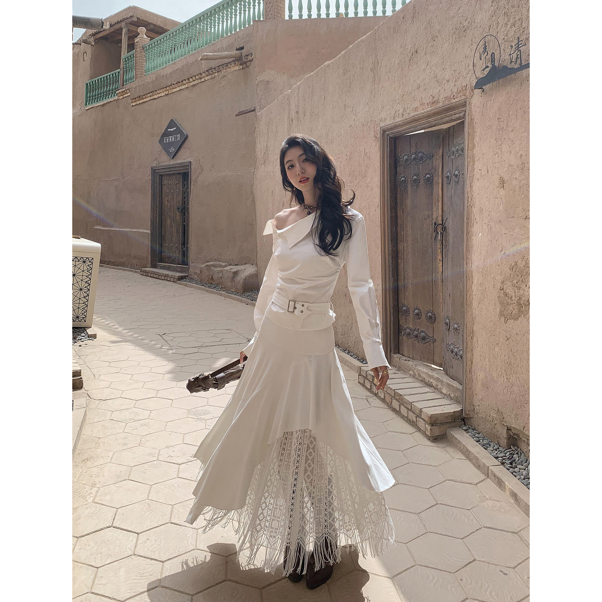 MULVAN 出片实派 重工拼接不规则半身裙女松弛度假风高腰度蕾丝裙,女装/女士精品,半身裙,淘宝优惠券,粉丝福利购,淘宝优惠卷