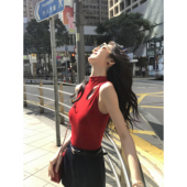 聚焦镂空露锁骨吊带女外穿半高领无袖 MULVAN 天菜背心 上衣设计感