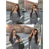 内搭短款 MULVAN 上衣 女修身 百搭针织衫 现货7折 麻花毛衣开衫