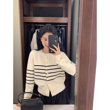 MULVAN 奇遇幻想 条纹长袖针织衫女秋冬宽松显瘦休闲毛衣开衫上衣