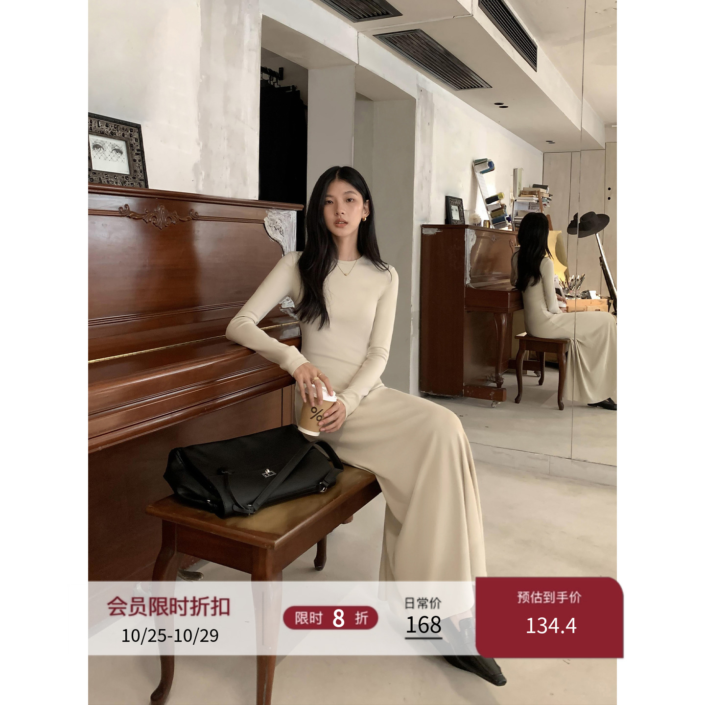 小圆领设计大摆设计简约优雅