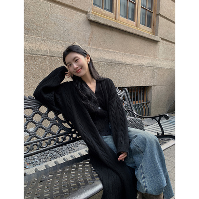 长款毛衣外套开衫女马甲两件套