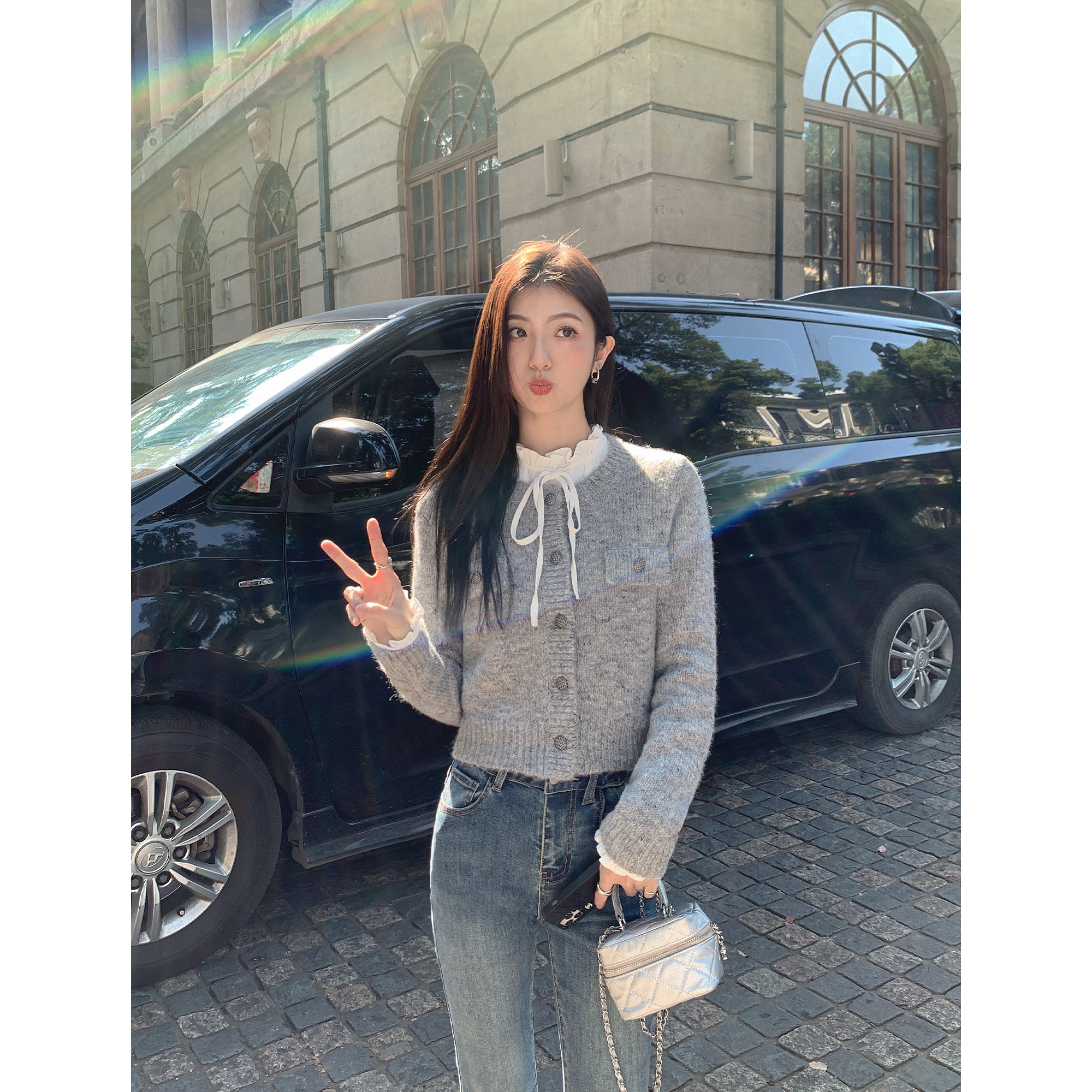 千金气质感小香风毛衣开衫外套