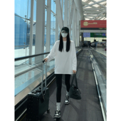 MULVAN 内搭叠穿上衣 百搭打底衫 白色纯棉长袖 t恤女秋宽松韩版