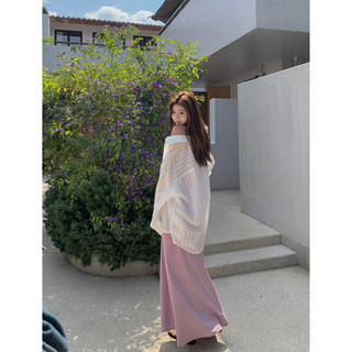 MULVAN 白色衬衫女长袖慵懒风宽松休闲防晒开衫外套外搭薄款上衣