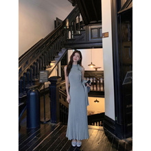 MULVAN 针织连衣裙女气质鱼尾裙修身包臀长裙+短款开衫两件套装