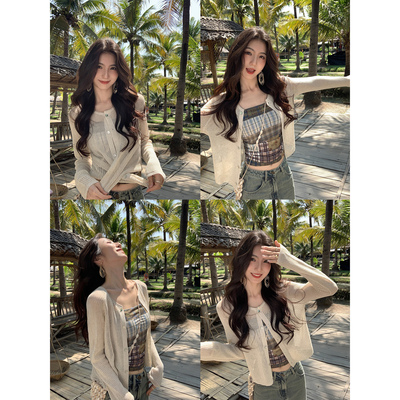 MULVAN薄款镂空防晒针织开衫