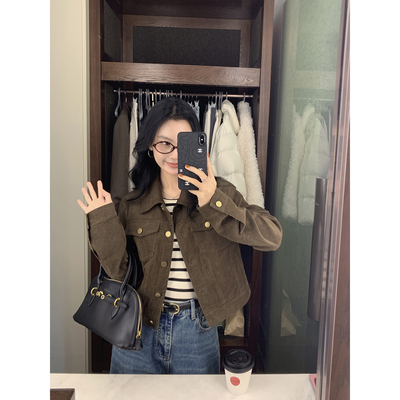 复古简约灯芯绒夹棉短外套