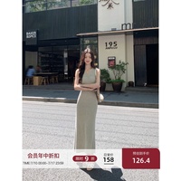 MULVAN 簡約主義 氣質(zhì)V領(lǐng)修身背心長裙女小眾收腰包臀魚尾連衣裙