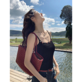 现货7.5折 花朵针织吊带背心女夏季 纯欲短款 MULVAN 修身 上衣