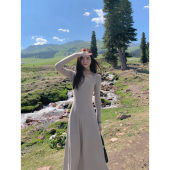 内搭打底a字长裙 方领针织连衣裙女春秋修身 MULVAN 现货7折