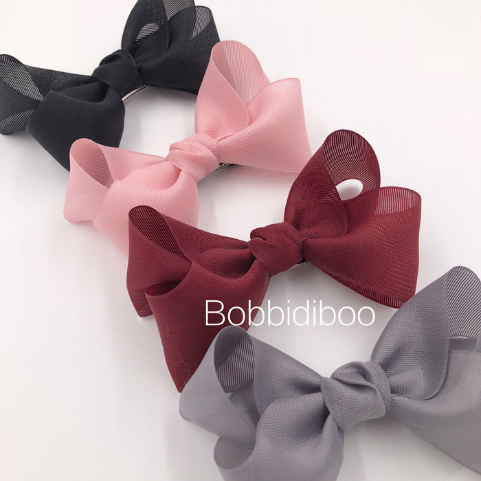 BobbidiBoo手工定制韓國進口雪紗緞帶蝴蝶結兒童發夾基礎款