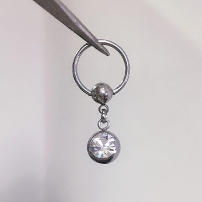 乳环人体穿刺体环饰品钛钢男乳环性感欧美女穿孔脐环透明水钻吊坠