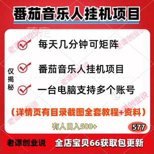 2025新番茄音乐人挂机项目每天几分钟月入1000可矩阵视频教程资料