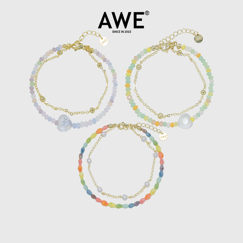 AWE彩色串珠叠戴手链夏日多巴胺